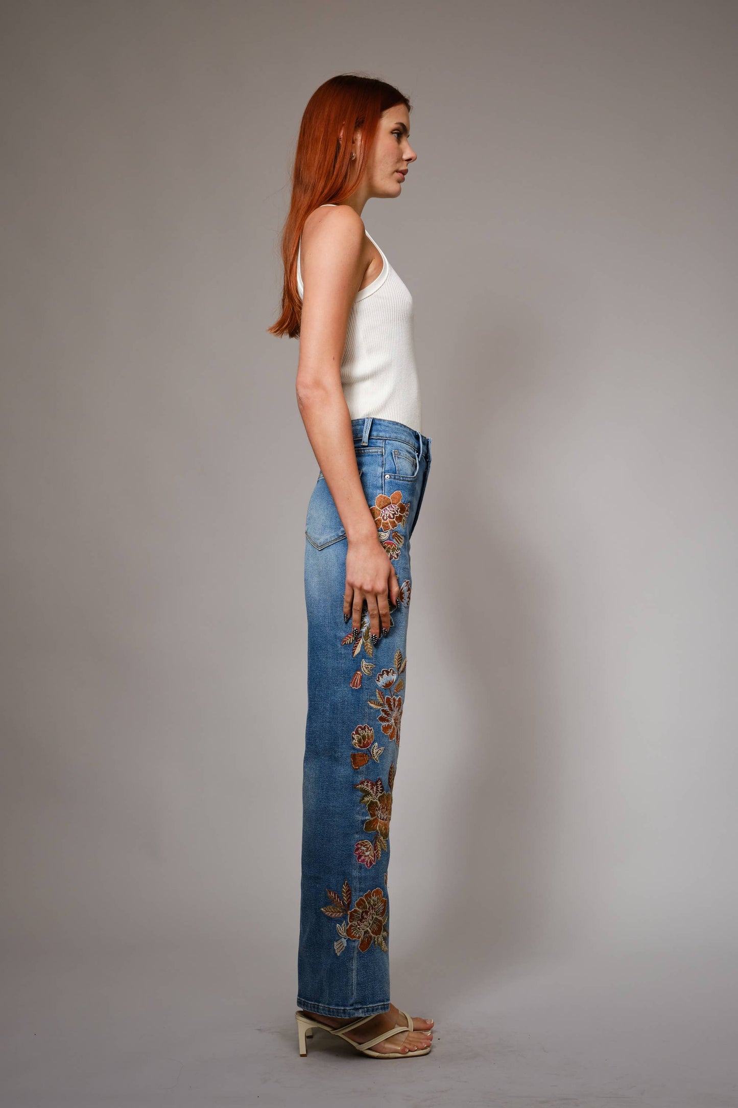 Embroidered Floral Jeans