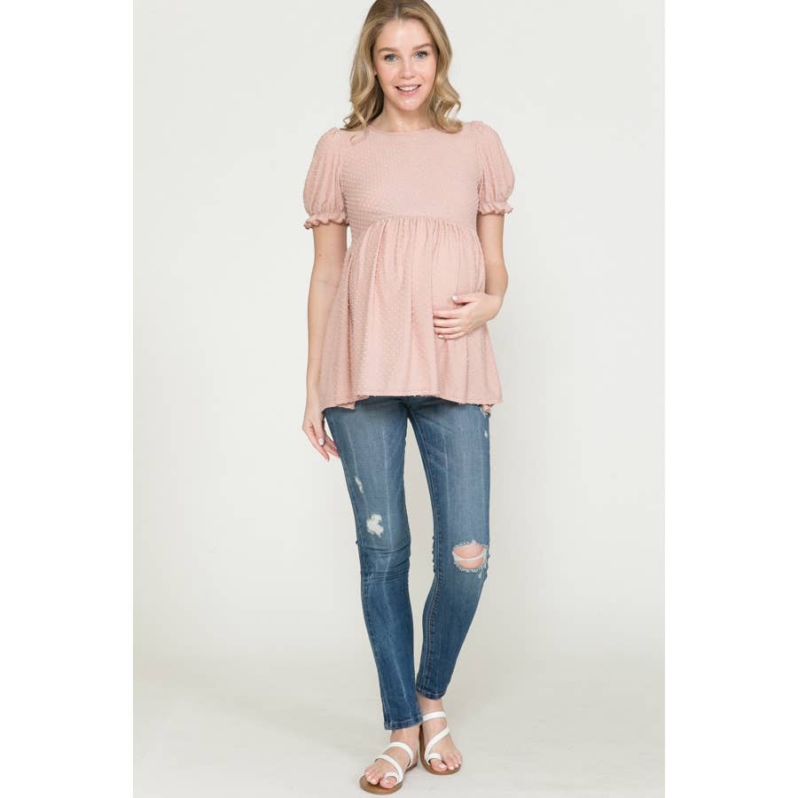 Maternity Puff Sleeve Baby Doll Top