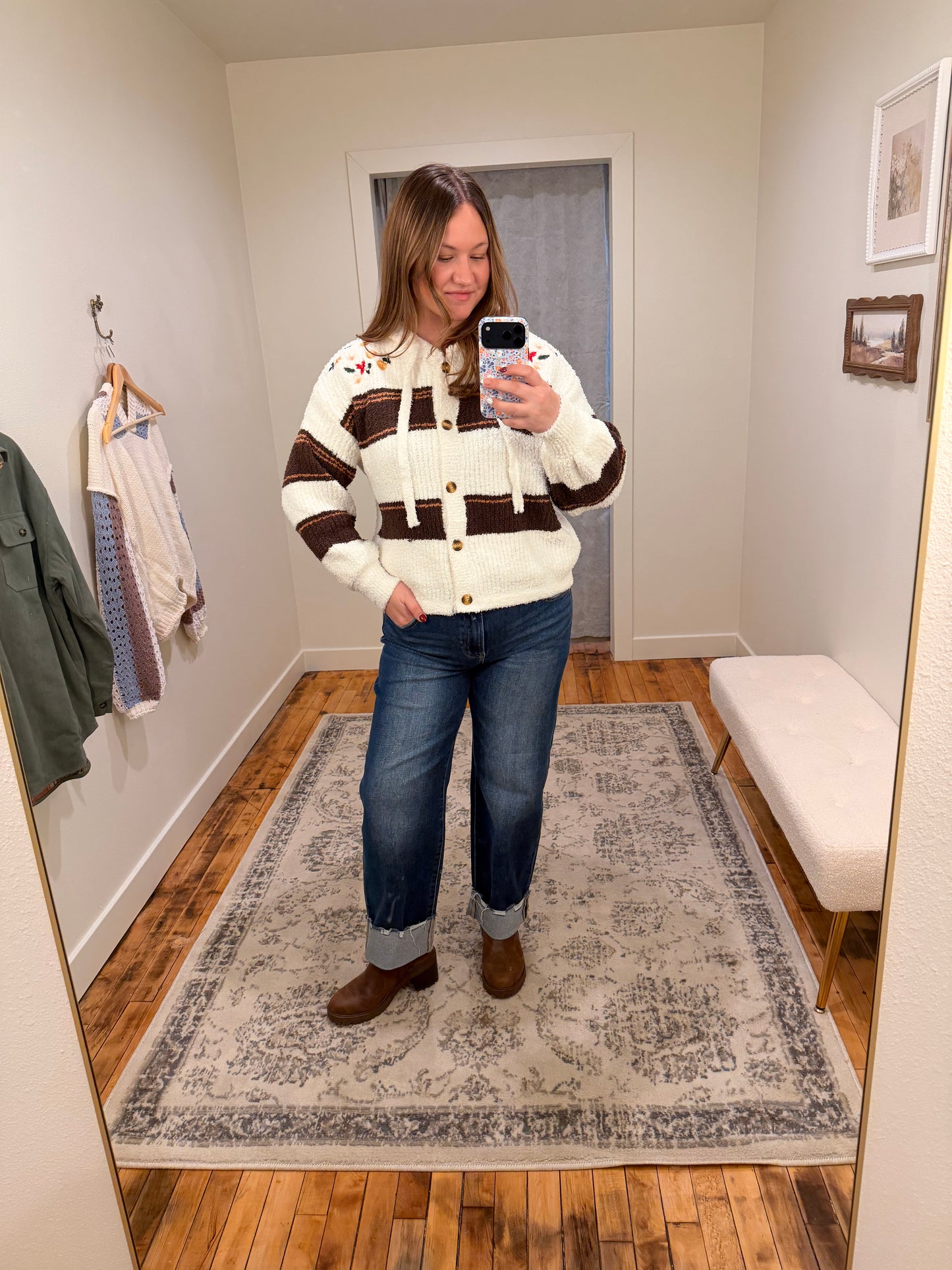 Floral Embroidery Patchwork Cardigan