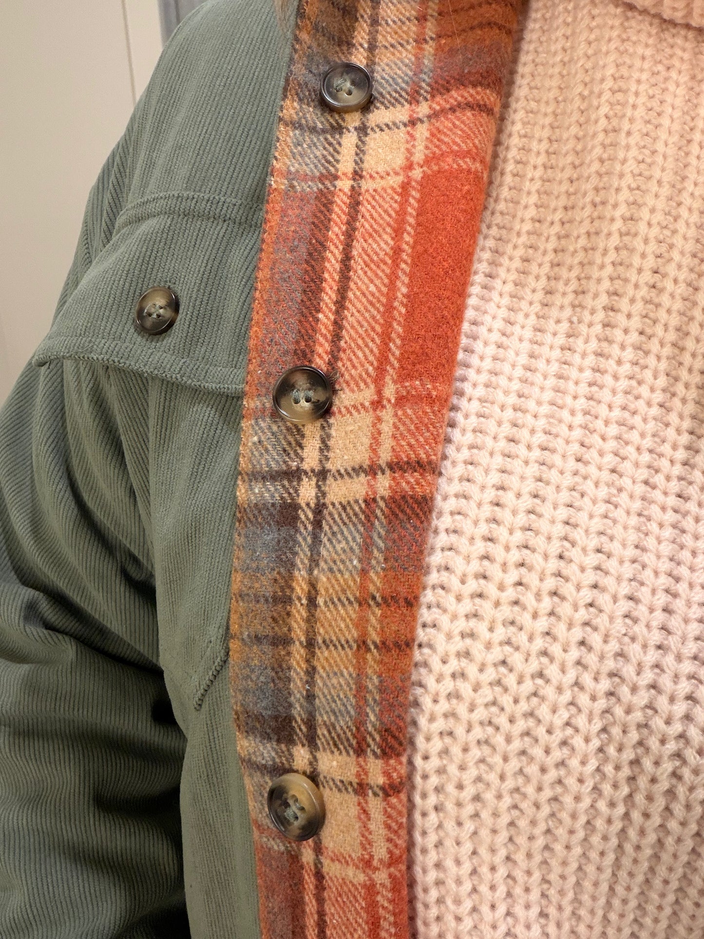 Reversible Corduroy Plaid Top