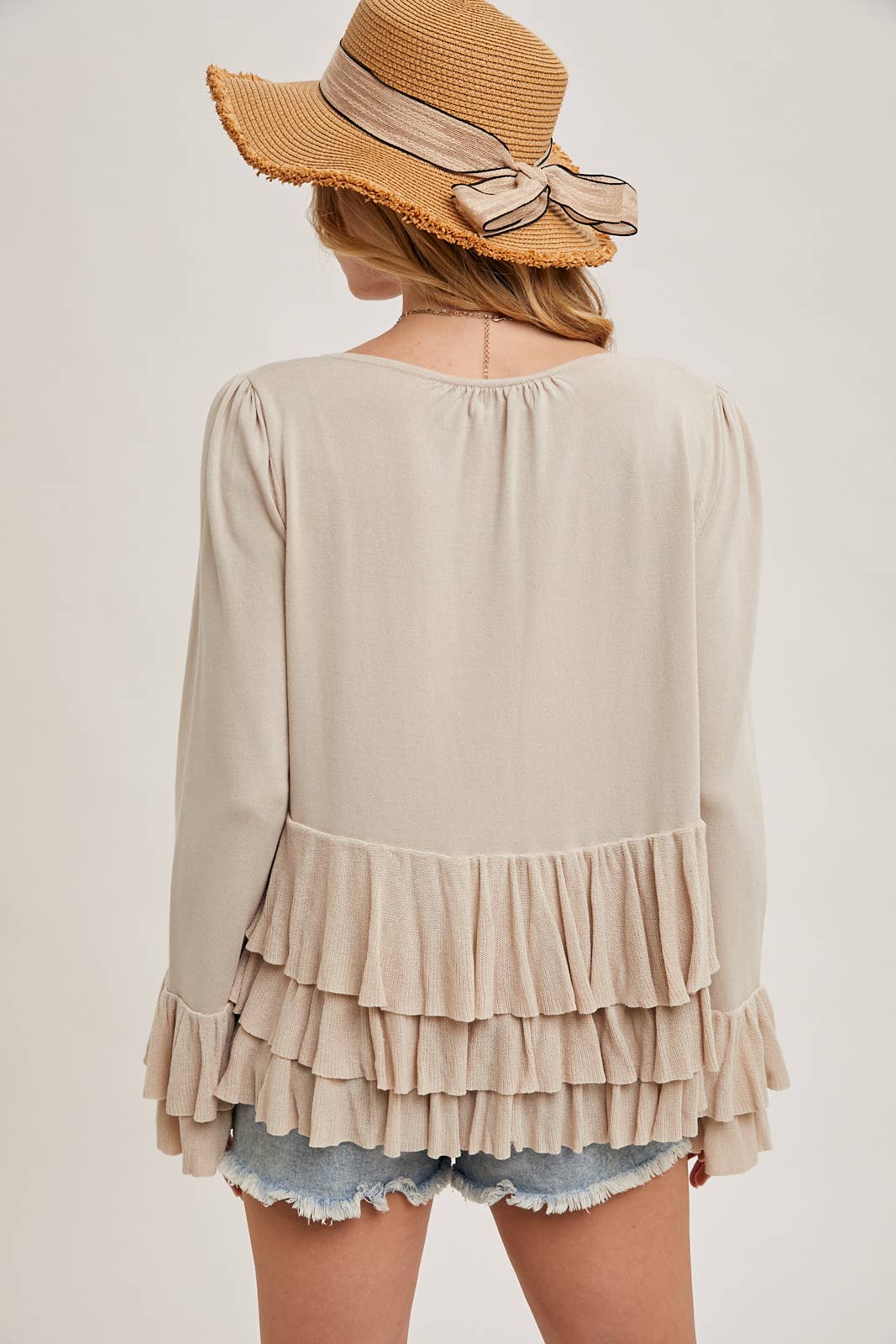 Ruffled Bell Sleeve Cardigan