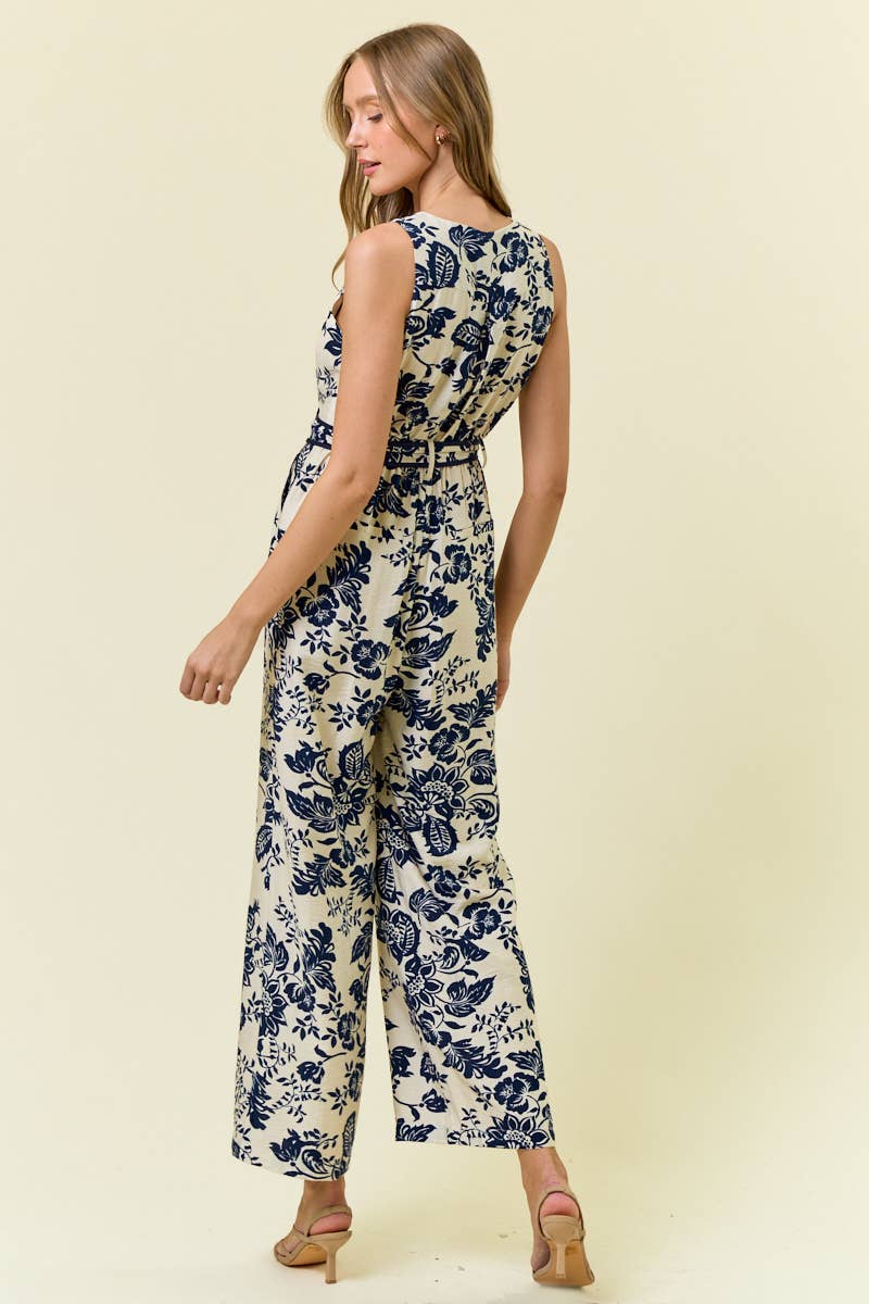 Paisley Print Sleeveless Jumpsuit