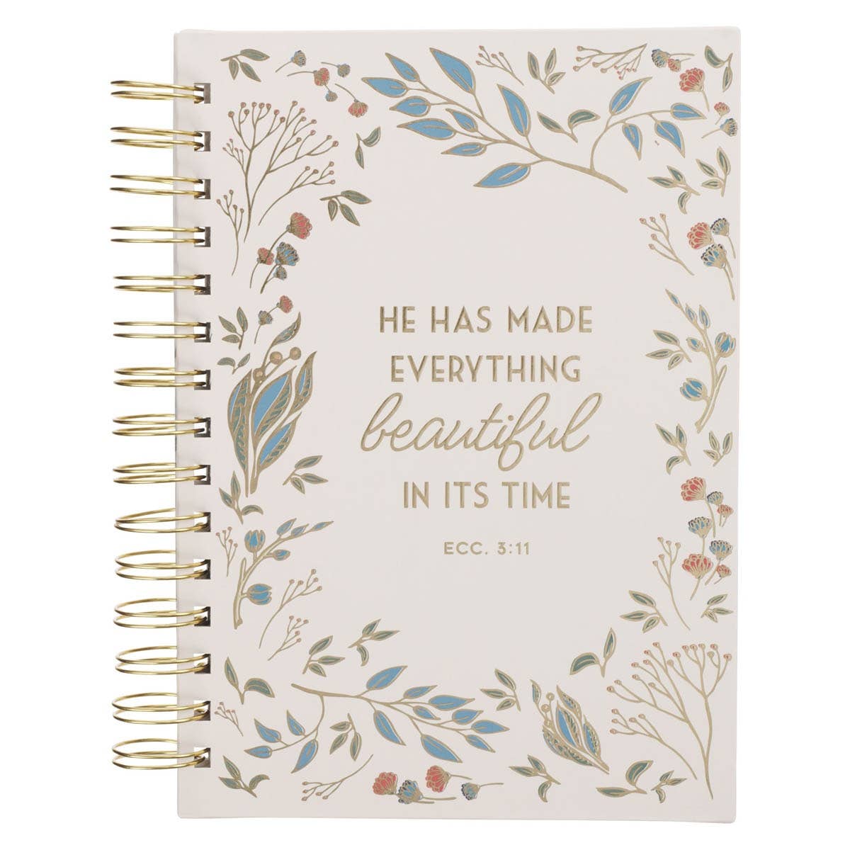 Journal Wirebound Ivory Floral Everything Beautiful Ecc 3:11