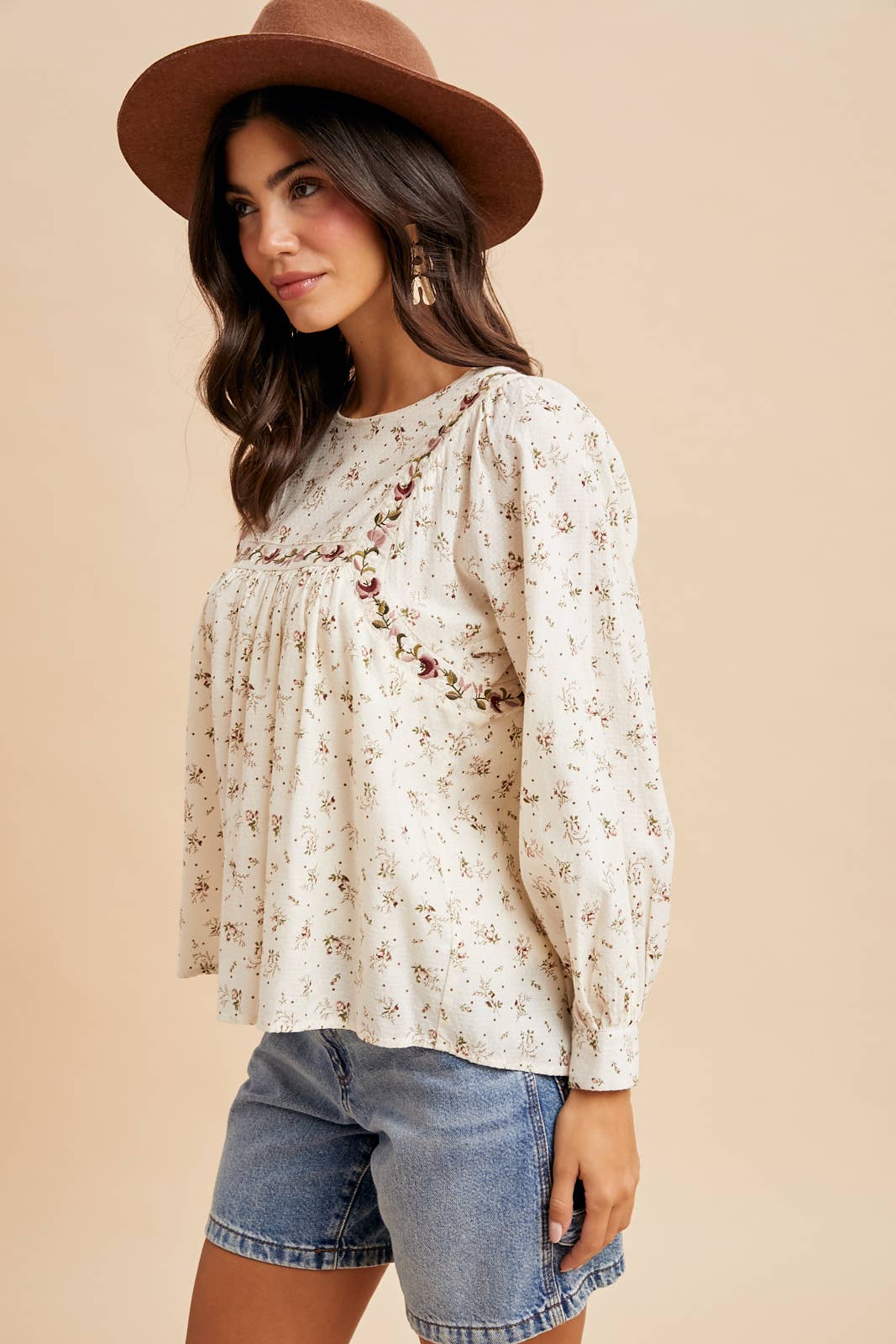 Floral Print Cotton Blouse