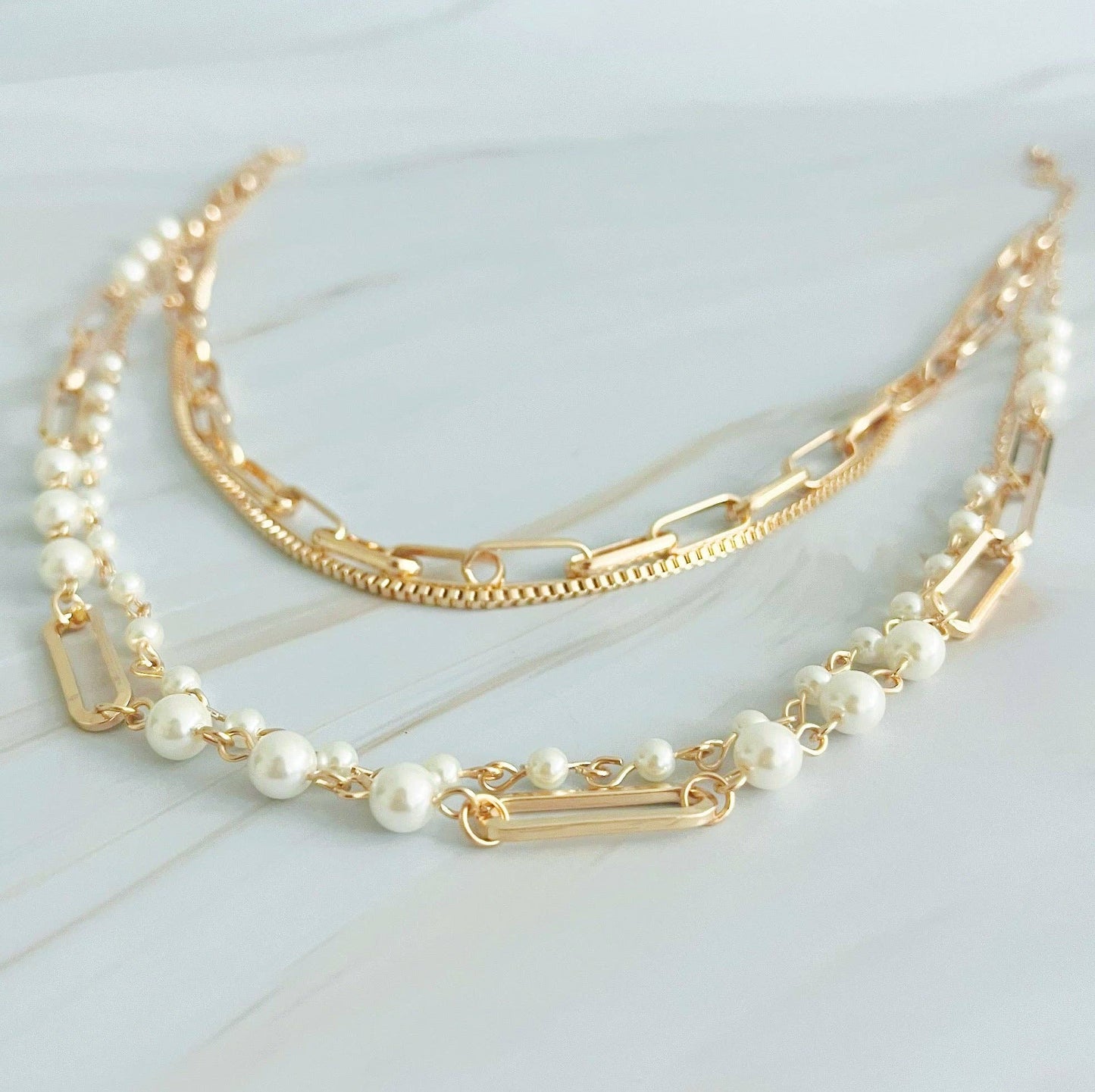 Four Layered Clip Chain Necklace