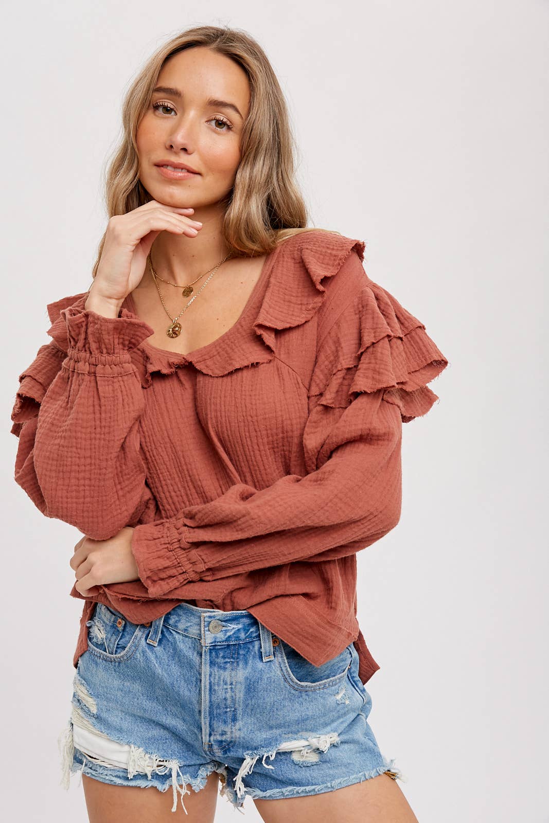 Textured Boho Ruffled Top