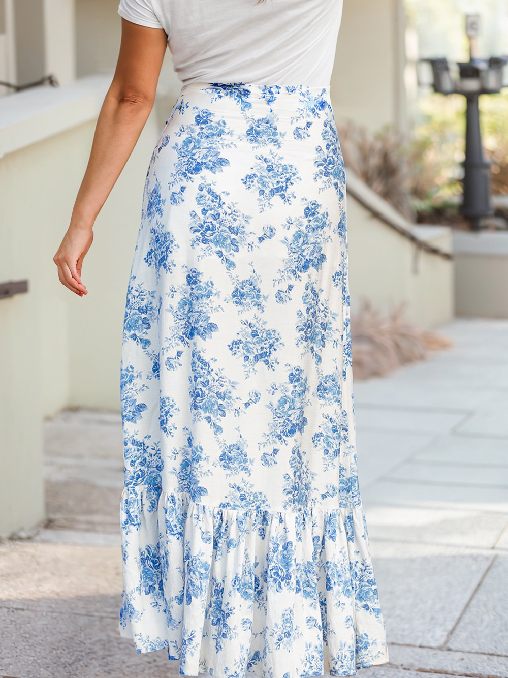 Floral High Waist Slit Skirt