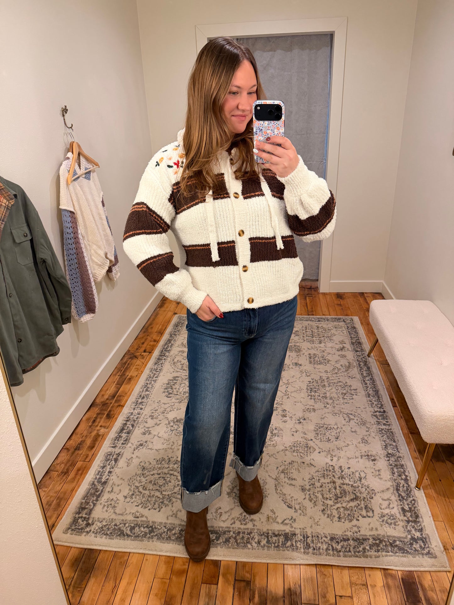 Floral Embroidery Patchwork Cardigan