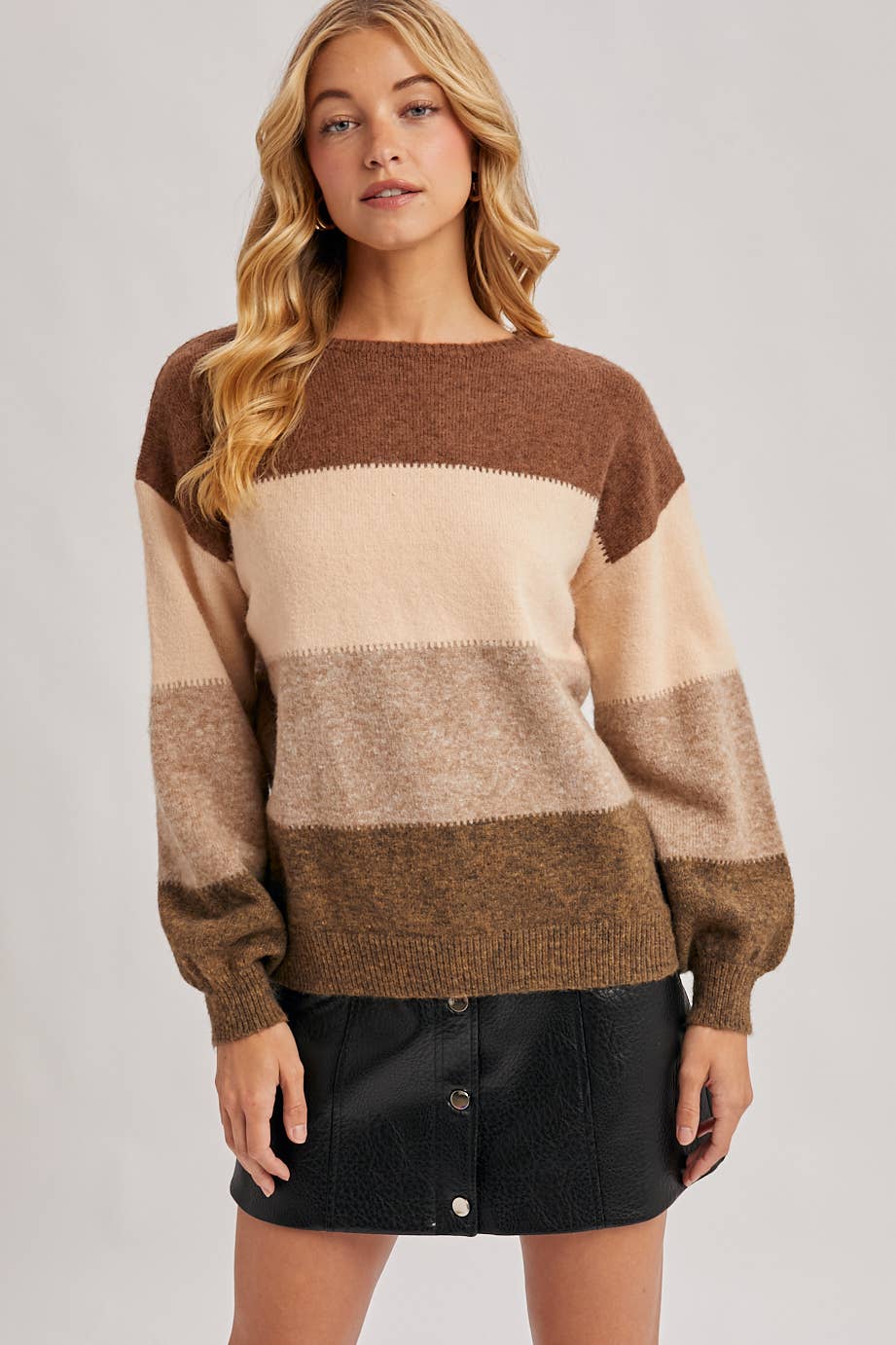 Color Block Knit Sweater Pullover