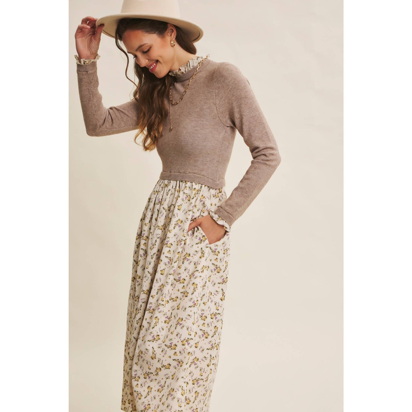 Modest Floral Sweater Dress