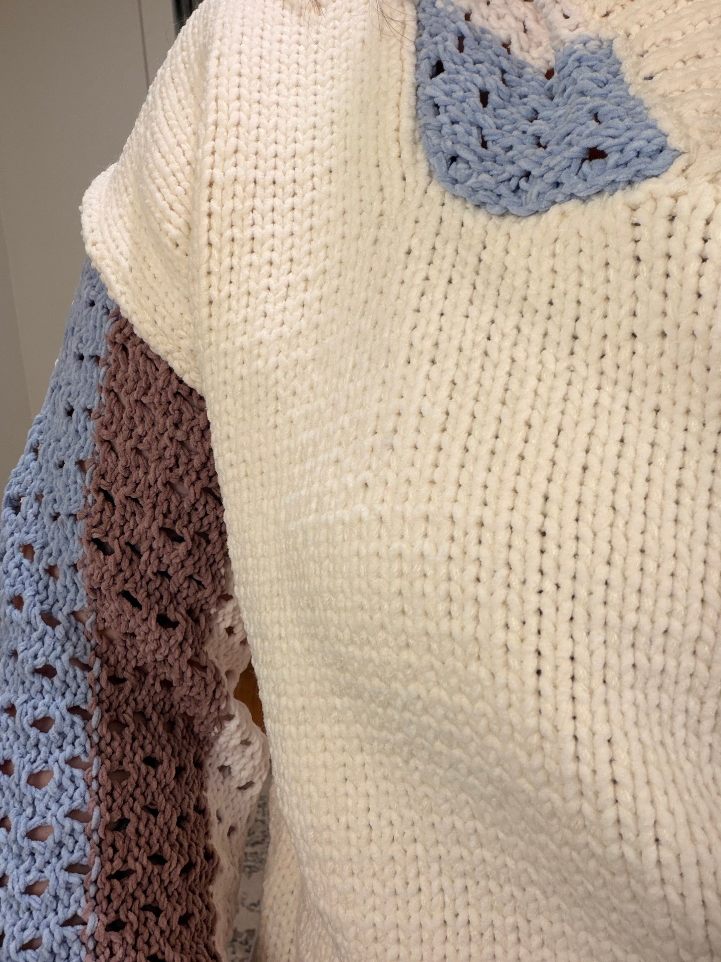 Hooded Stripe Crochet Pullover