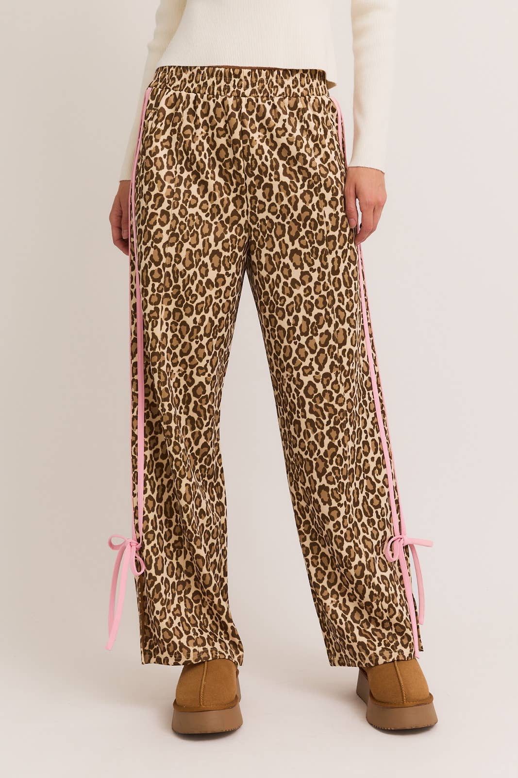 Bow Detail Track Pants Cheetah