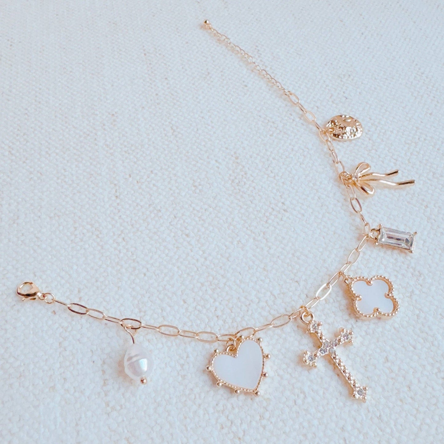 Cross Clover Multi Charm Bracelet