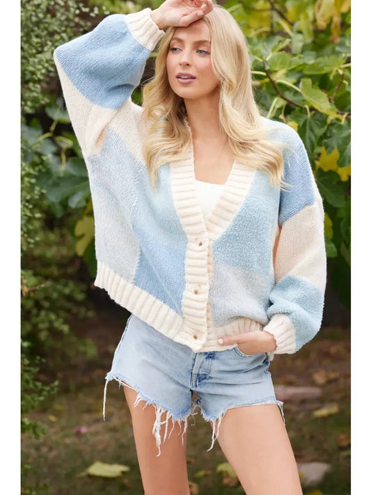 Checkered Cardigan (Blue)