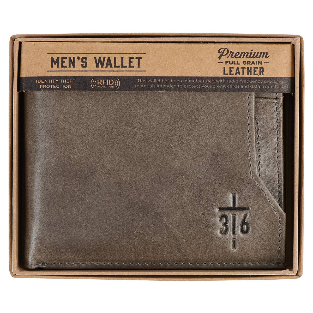 Wallet Leather Taupe John 3:16