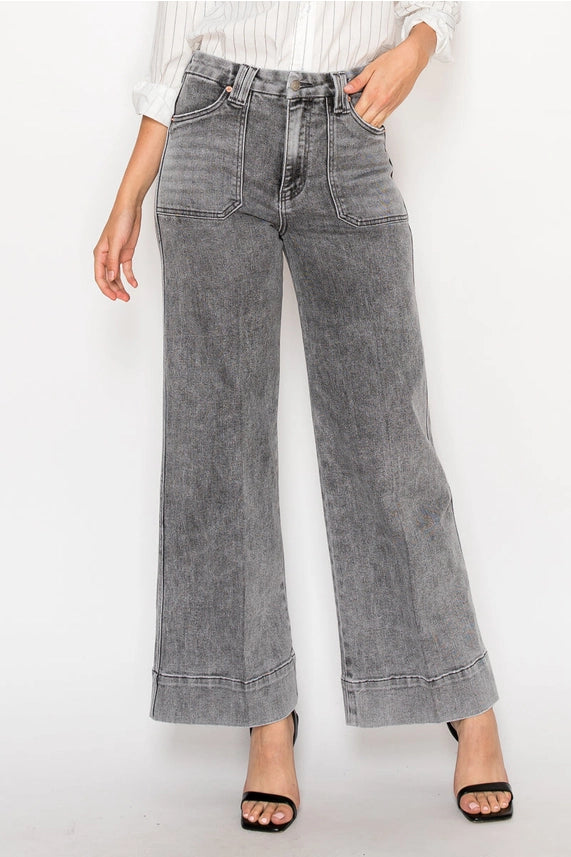 High Rise Grey Palazzo Jeans