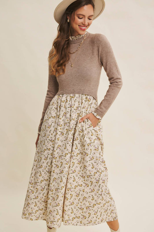 Modest Floral Sweater Dress
