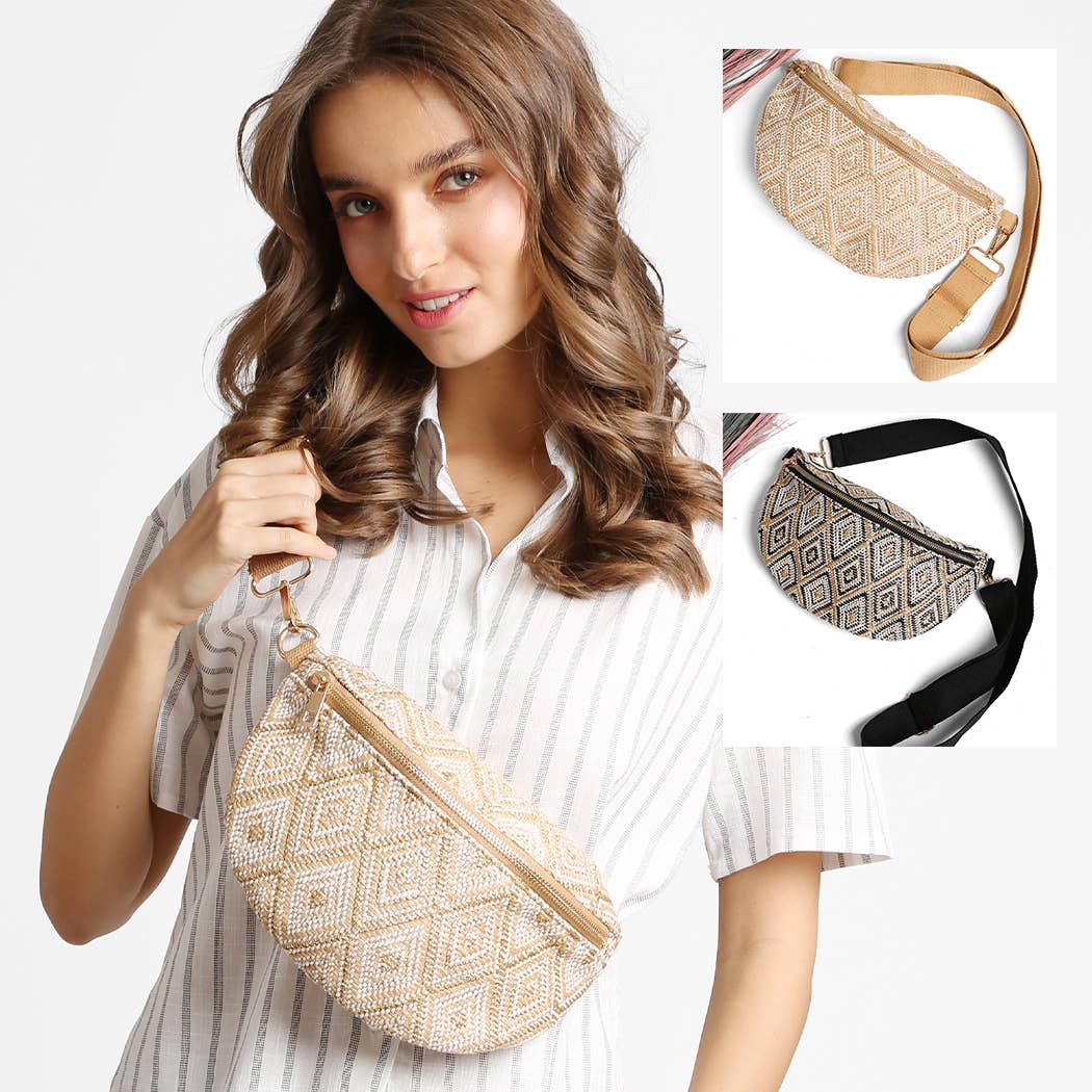 Diamond Pattern Adjustable Crossbody Bag