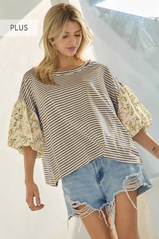 Striped Knit Pullover Top