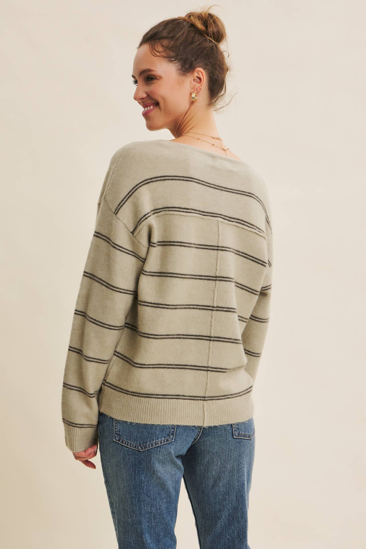 Stripe Oversized Sweater OLIVE