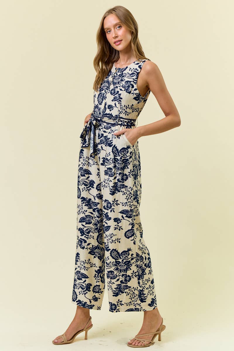 Paisley Print Sleeveless Jumpsuit