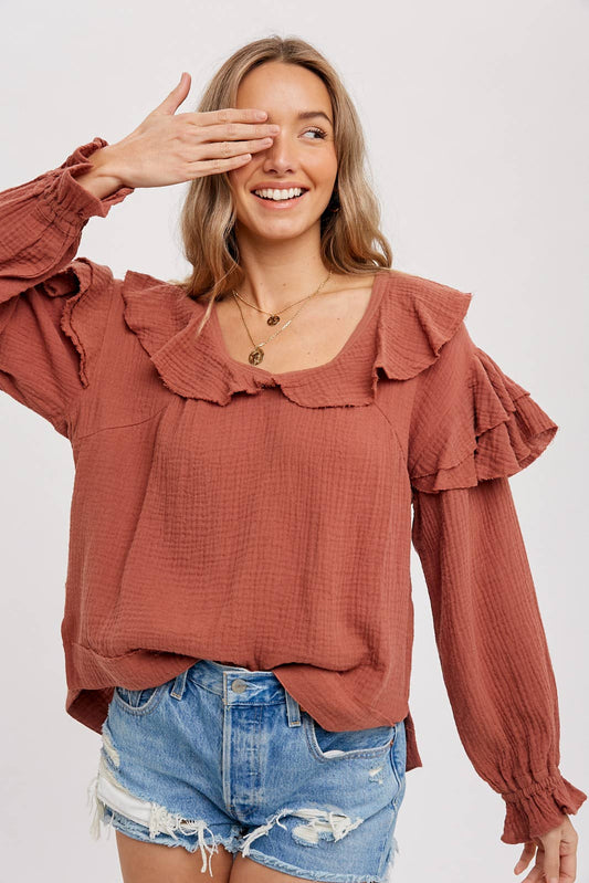 Textured Boho Ruffled Top