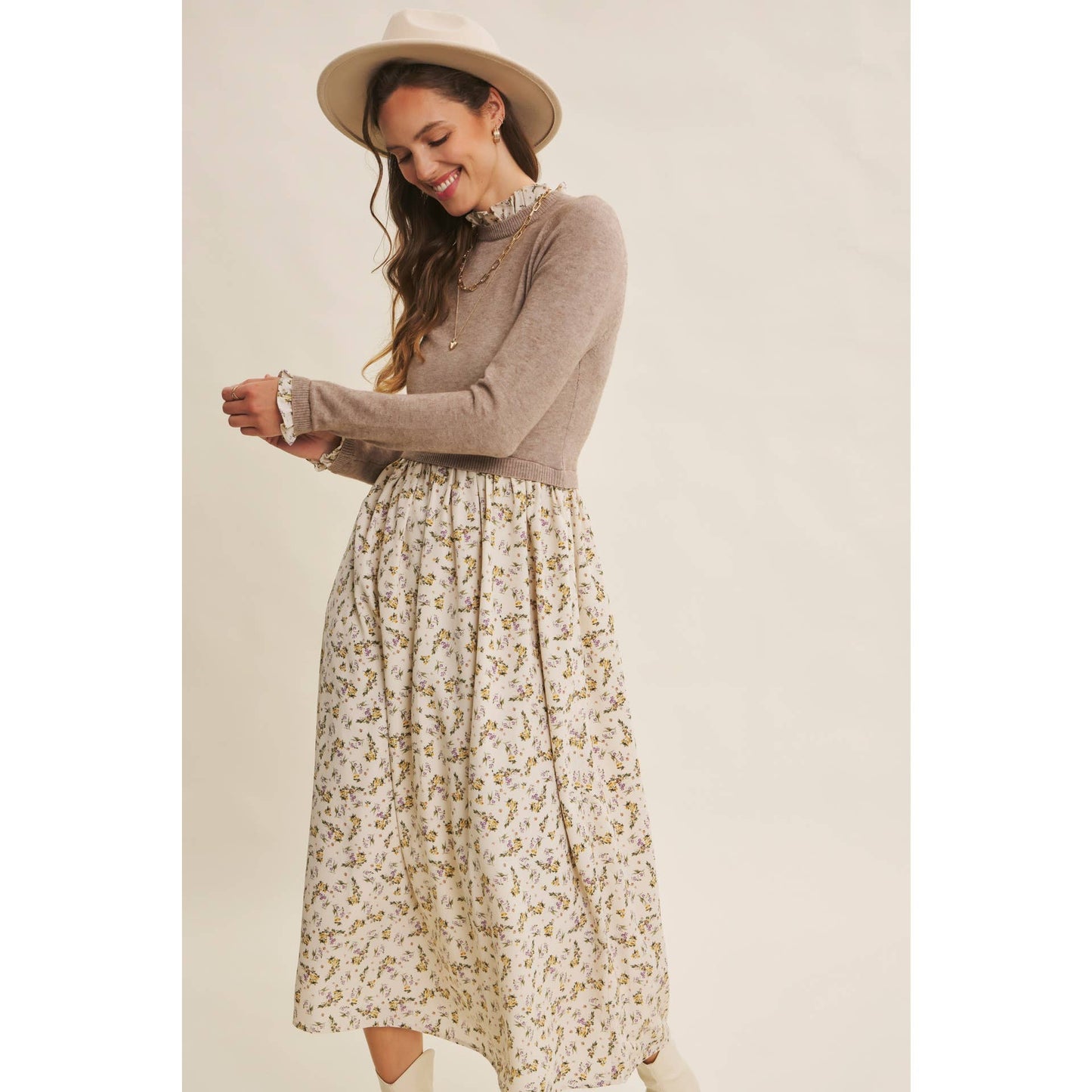 Modest Floral Sweater Dress