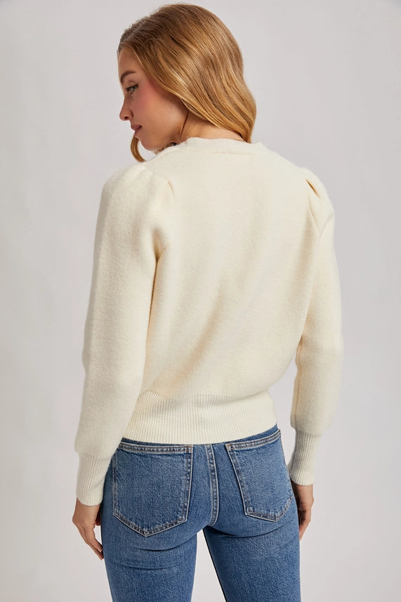 Cream/Gold Button Down Cardigan