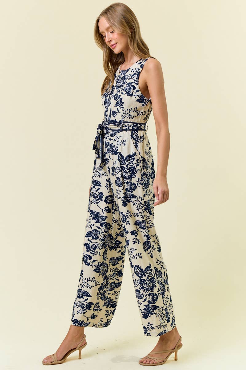 Paisley Print Sleeveless Jumpsuit
