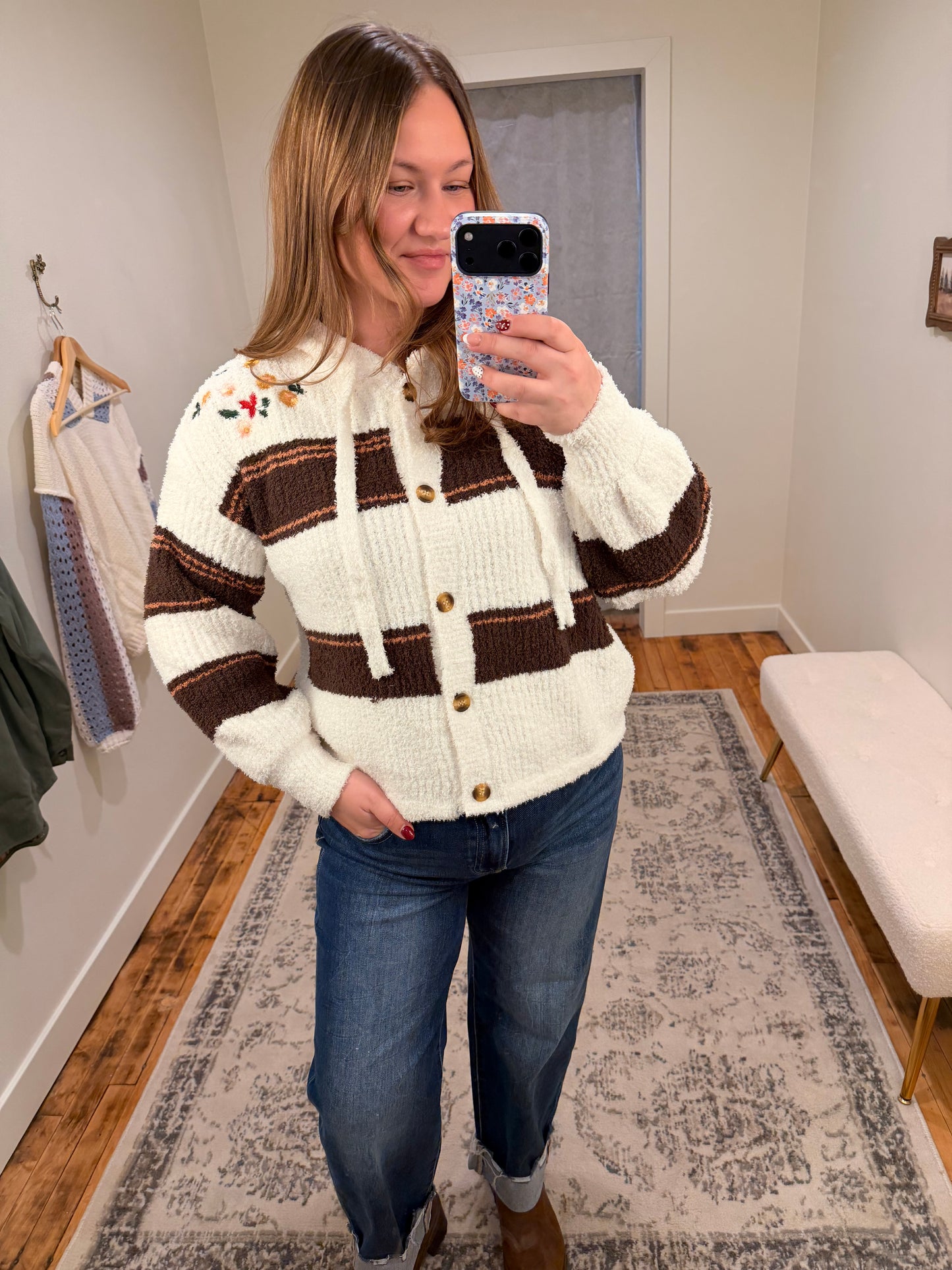 Floral Embroidery Patchwork Cardigan