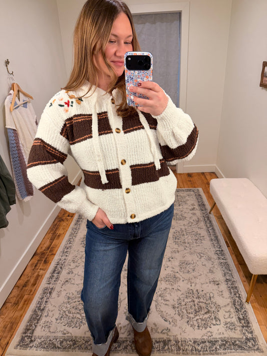 Floral Embroidery Patchwork Cardigan