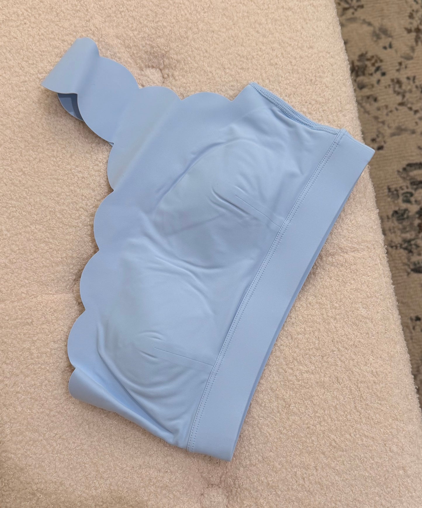 Light Blue Scallop Edge Sports Bra