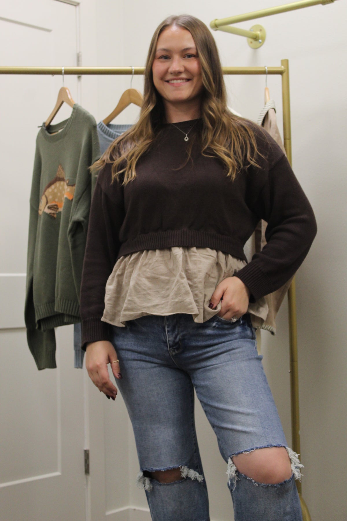 Twofer Sweater In Espresso