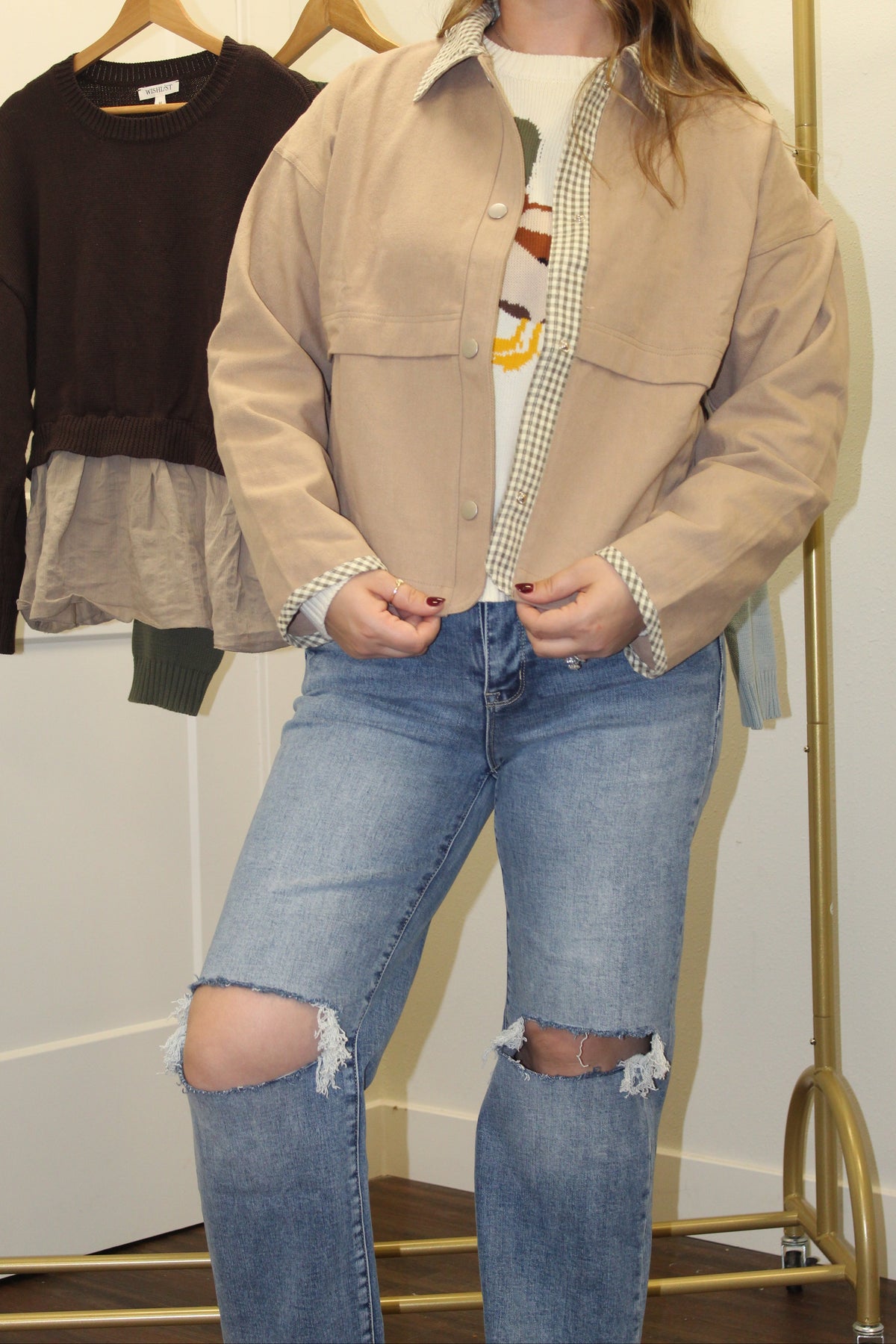 Olive Gingham Barn Jacket