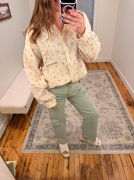 Risen Ankle Jeans Pistachio