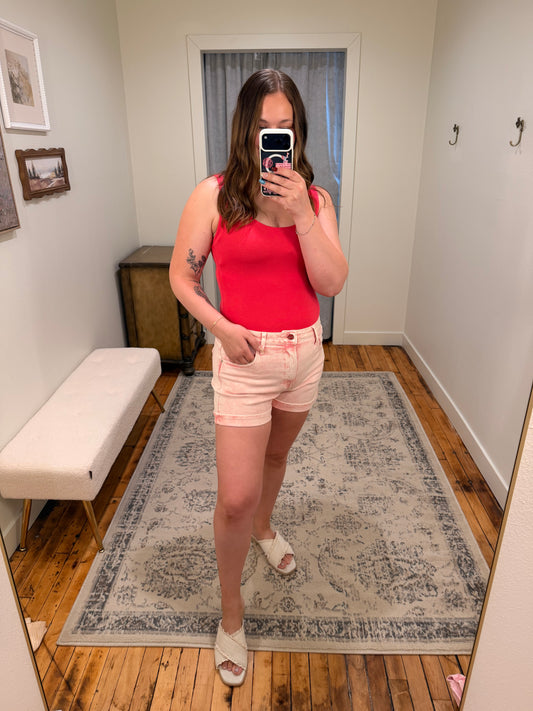 Risen Pink Acid Wash Shorts