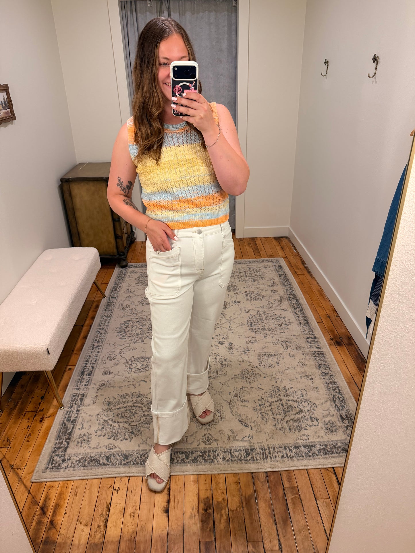 Multi-Colored Stripe Crochet Top
