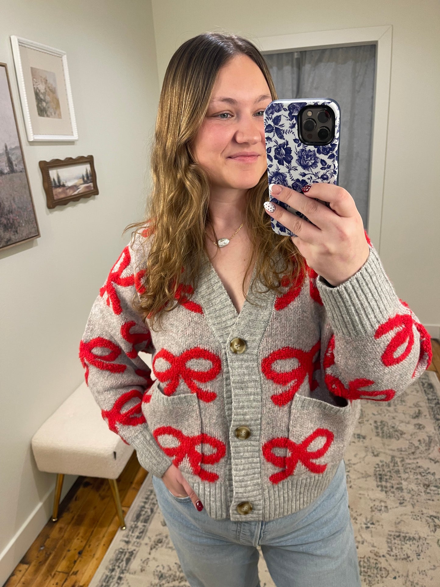 Red Bow Cardigan