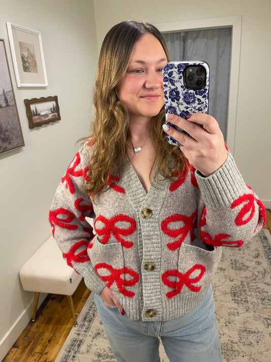 Red Bow Cardigan