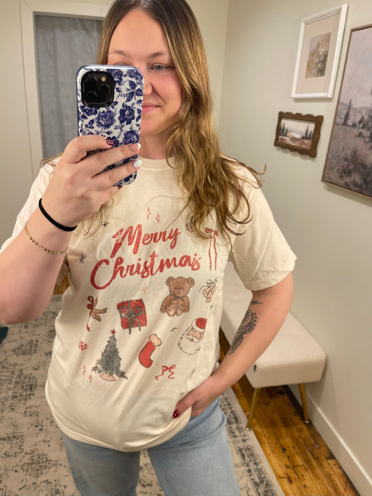 Merry Christmas Doodle Tee