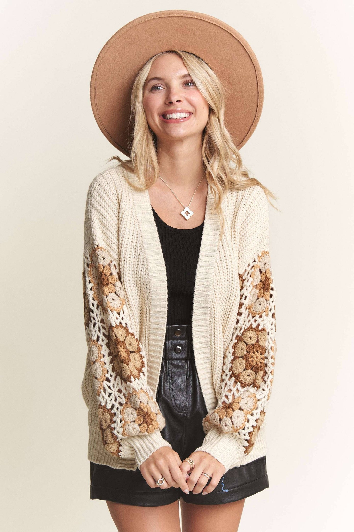 Crochet Puff Sleeve Cardigan