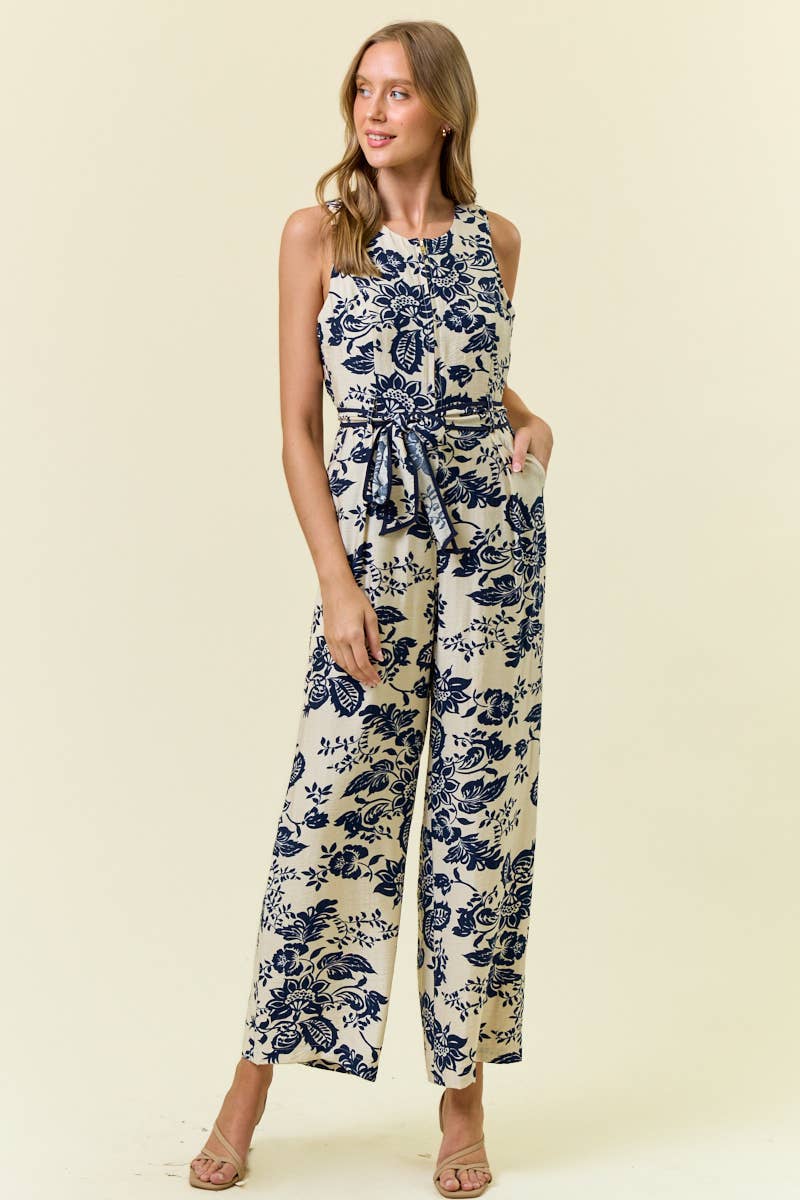 Paisley Print Sleeveless Jumpsuit