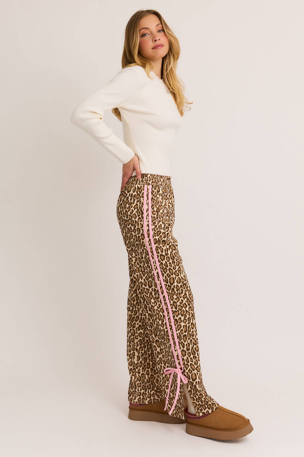 Bow Detail Track Pants Cheetah