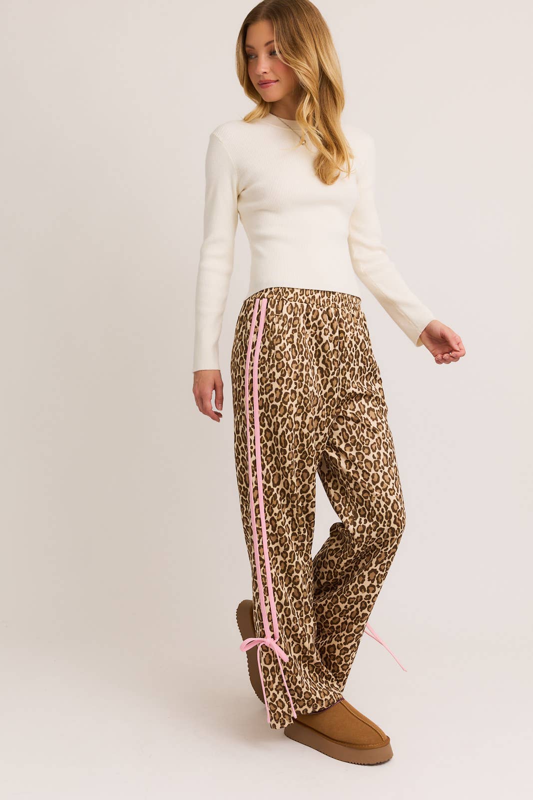 Bow Detail Track Pants Cheetah