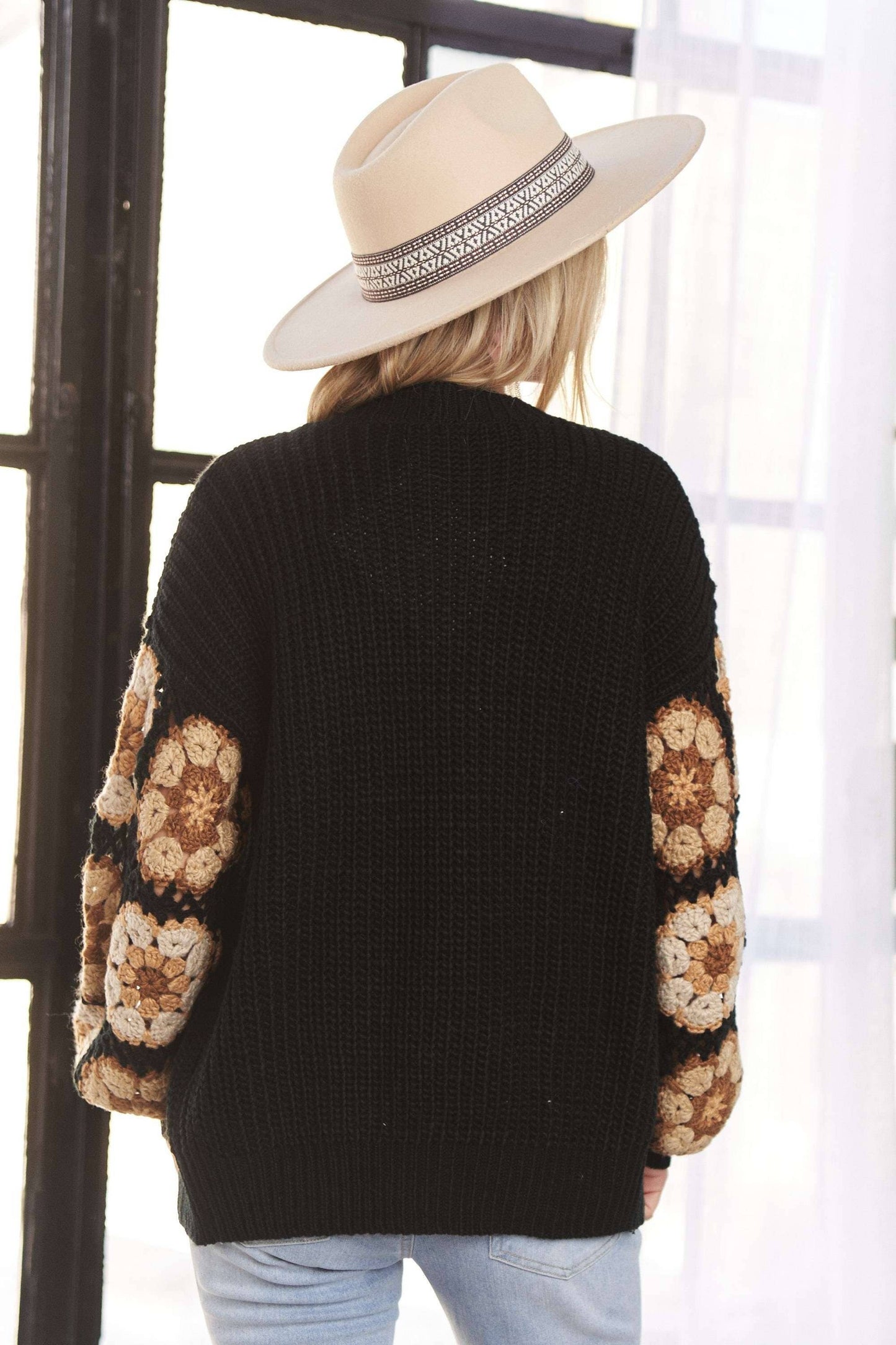 Crochet Puff Sleeve Cardigan