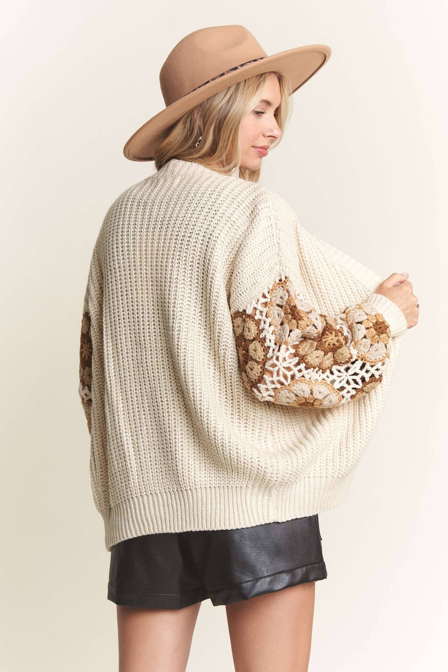 Crochet Puff Sleeve Cardigan