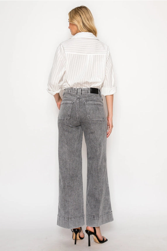 High Rise Grey Palazzo Jeans