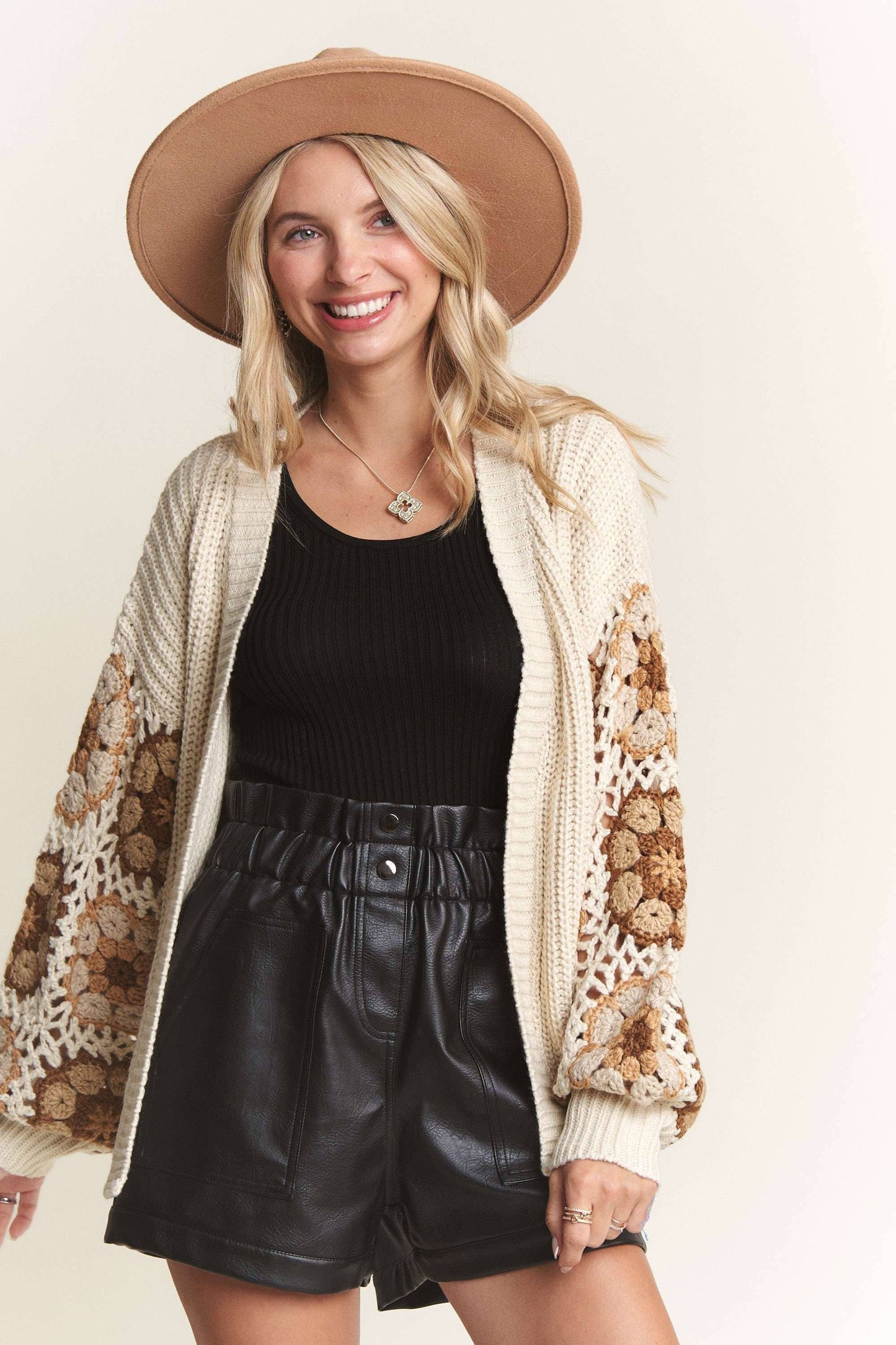 Crochet Puff Sleeve Cardigan