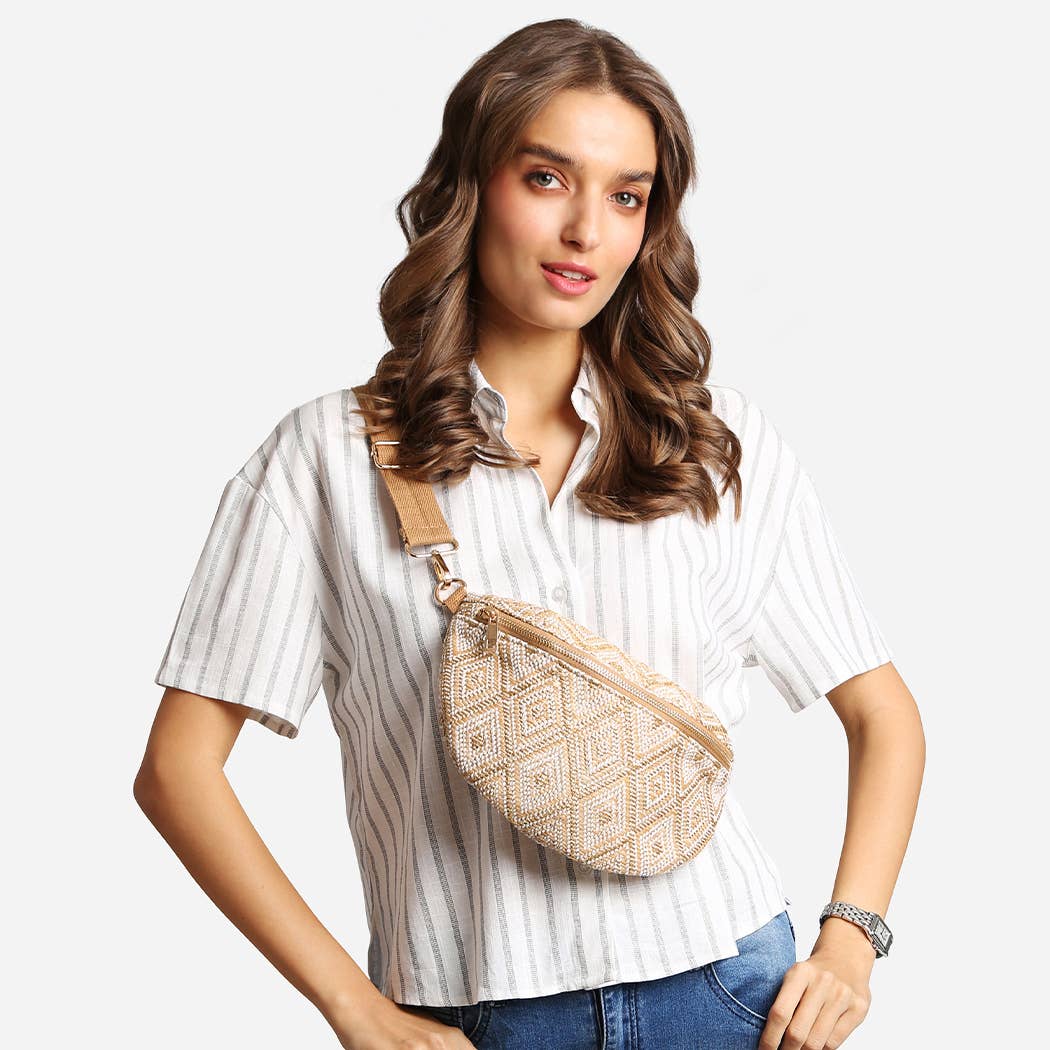 Diamond Pattern Adjustable Crossbody Bag