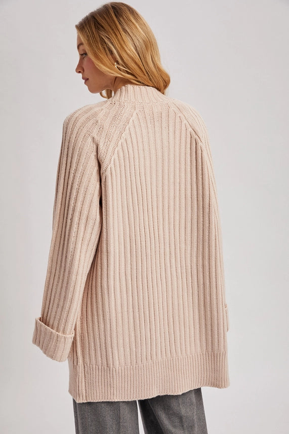 Cream Open Long Cardigan